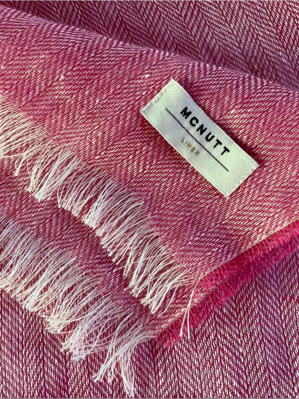 Mcnutt Linen Herringbone Woven Scarf in Fuschia